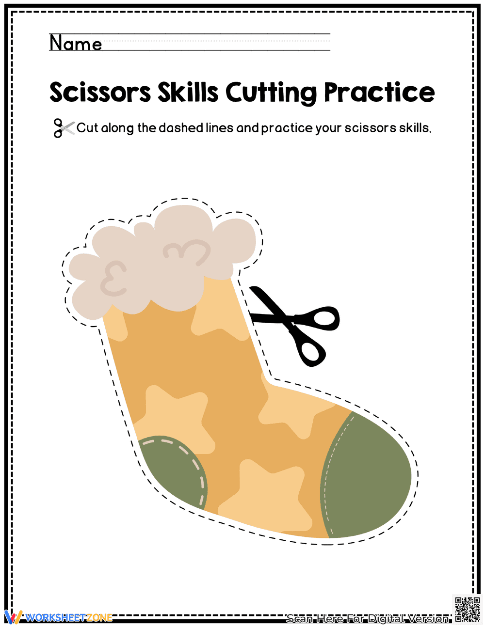 Christmas Cutting Practice Worksheet - Page 1