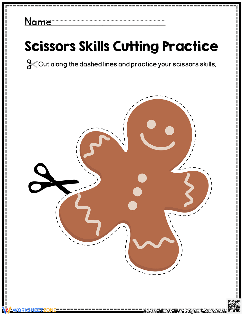 Festive Christmas Cutting Practice Worksheet - Page 1