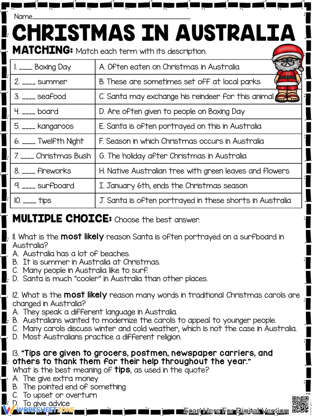 Christmas in the Australia Reading Comprehension - Page 3