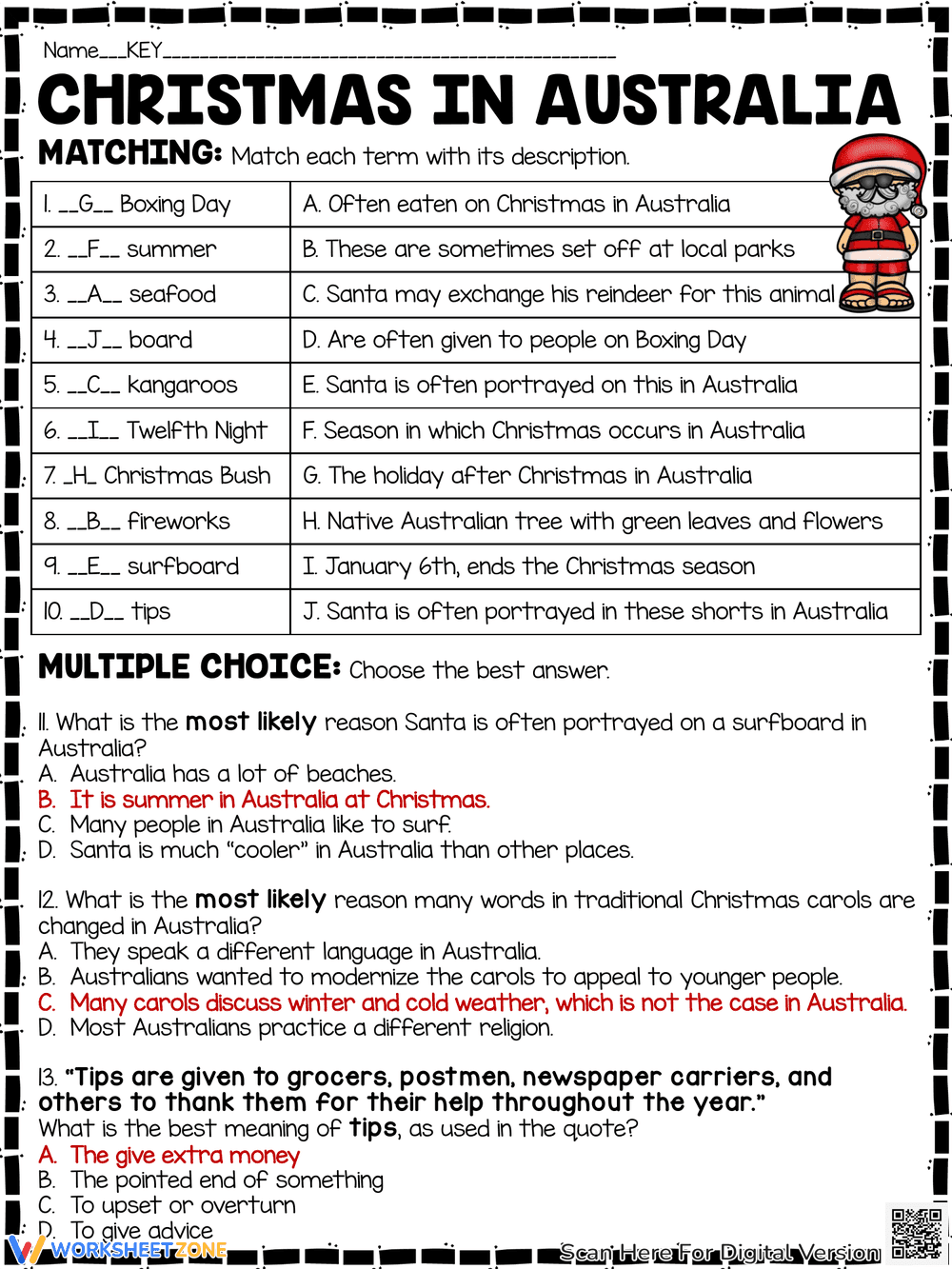 Christmas in the Australia Reading Comprehension - Page 4