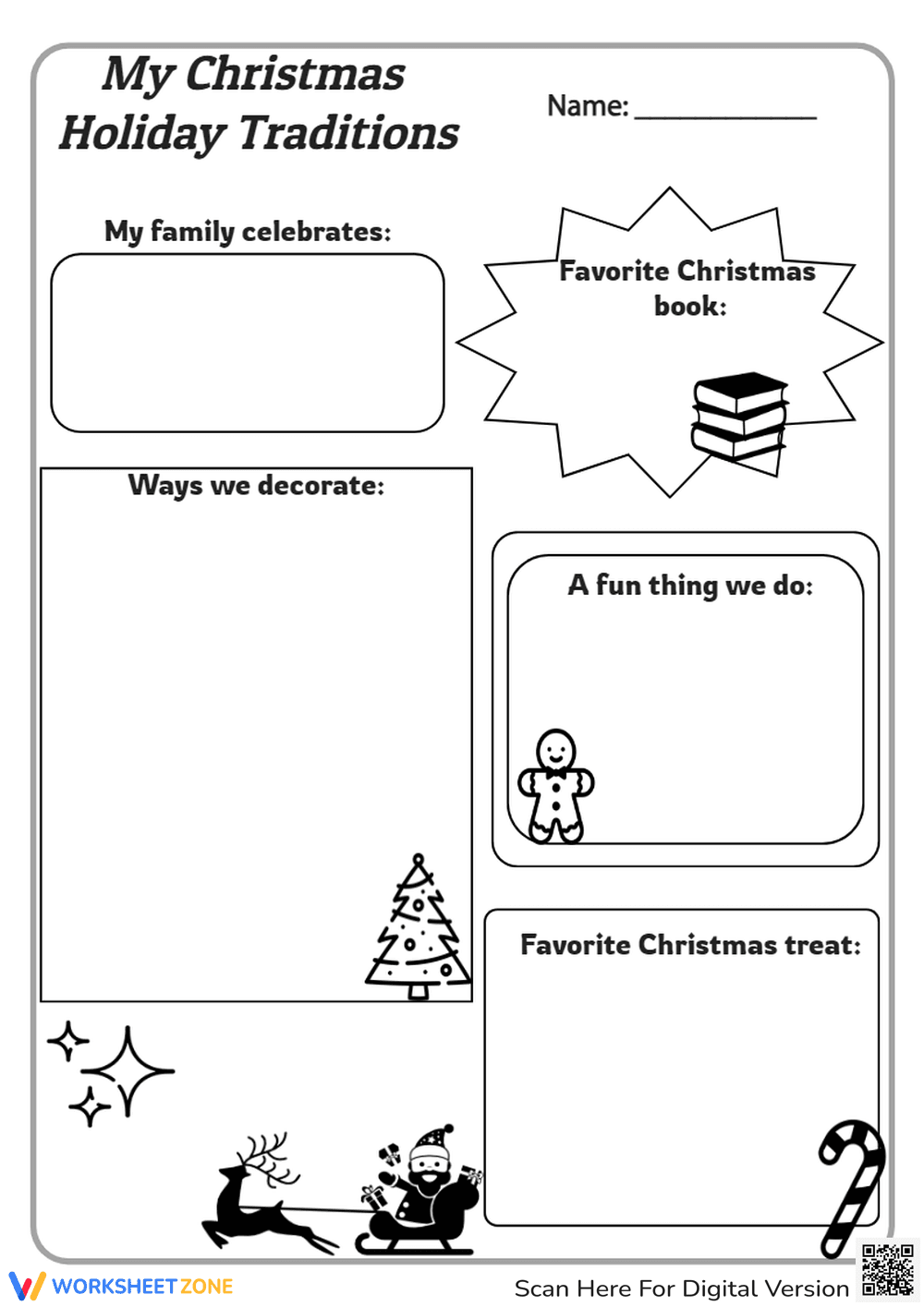 My Christmas Traditions Worksheet - Draw & Write About the Holiday - Page 1