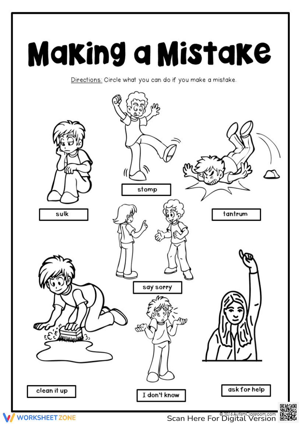 Learning from Making Mistakes Worksheet - Page 1