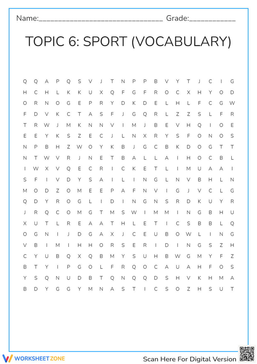 Sport Word Search - Page 1