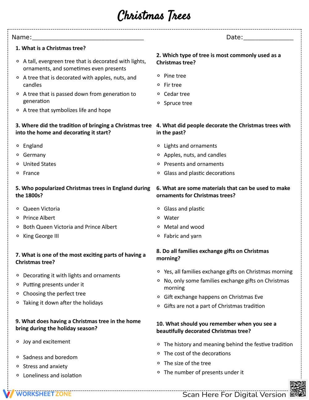 Christmas Trees Reading Comprehension - Page 2