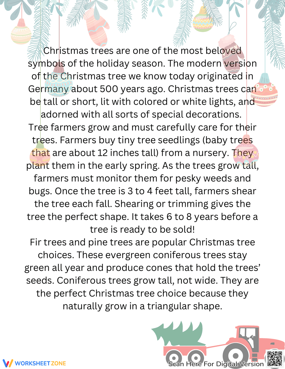 Christmas Tree Reading Passage - Page 1