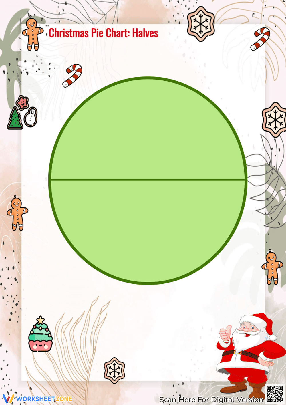 Christmas Blank Pie Chart Worksheet - Page 1