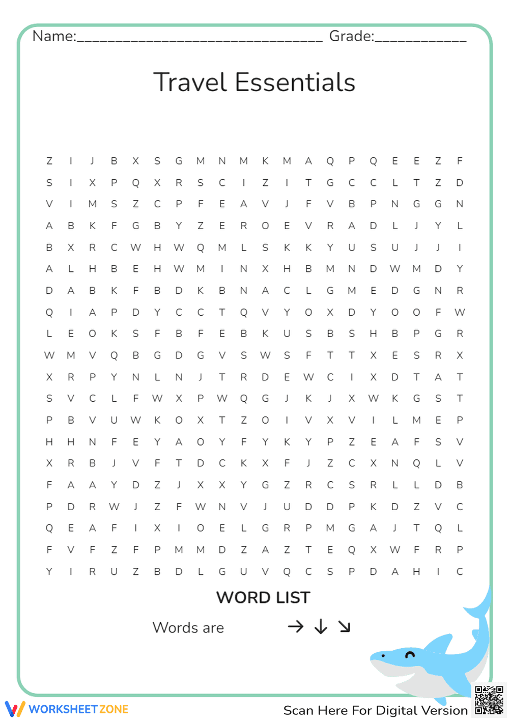 Travel Essentials Puzzle Practice - Page 1