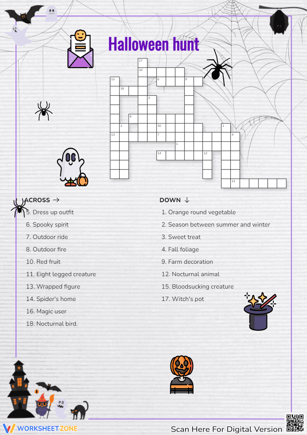 Halloween Crossword Puzzle - Vocabulary Fun for Grades 2-5 - Page 1