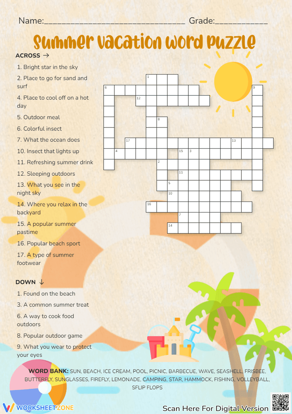 Enjoy a Summer Vacation Word Puzzle - Page 1