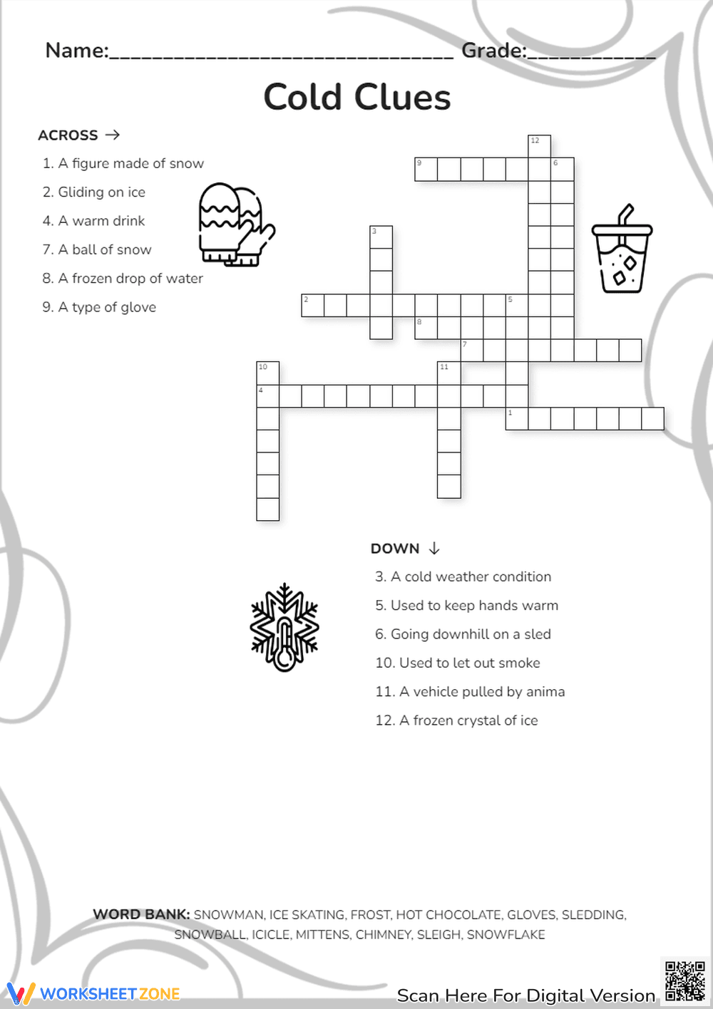 Solve these Cold Clues Word Puzzle - Page 1