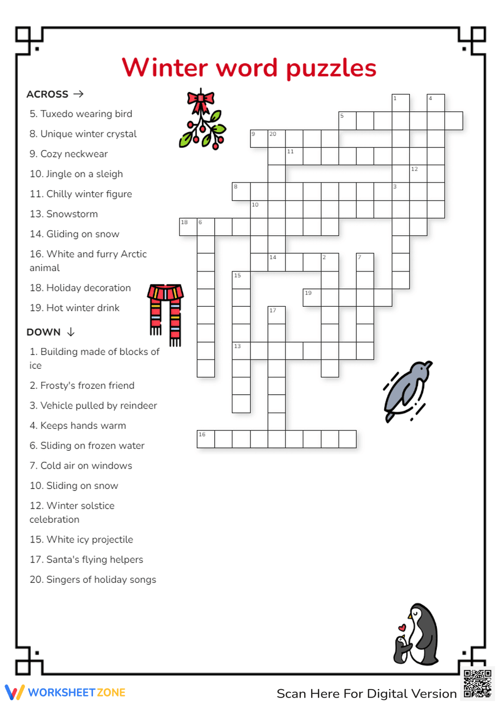 Solve Winter Word Puzzles for Holiday Fun - Page 1