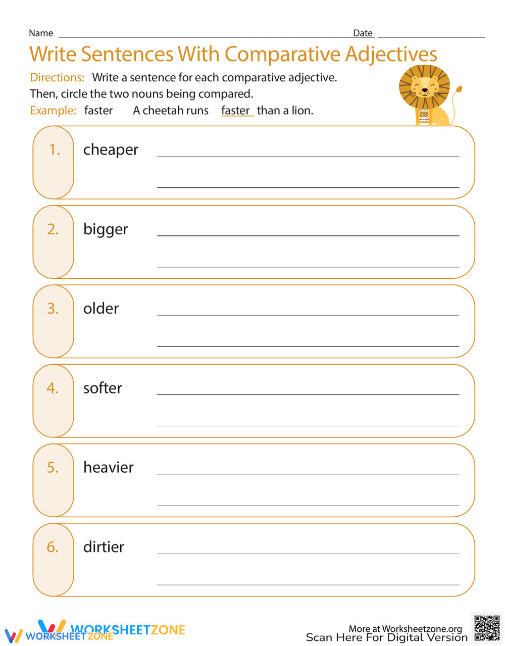 Comparative Adjectives Sentences Grammar - Page 1