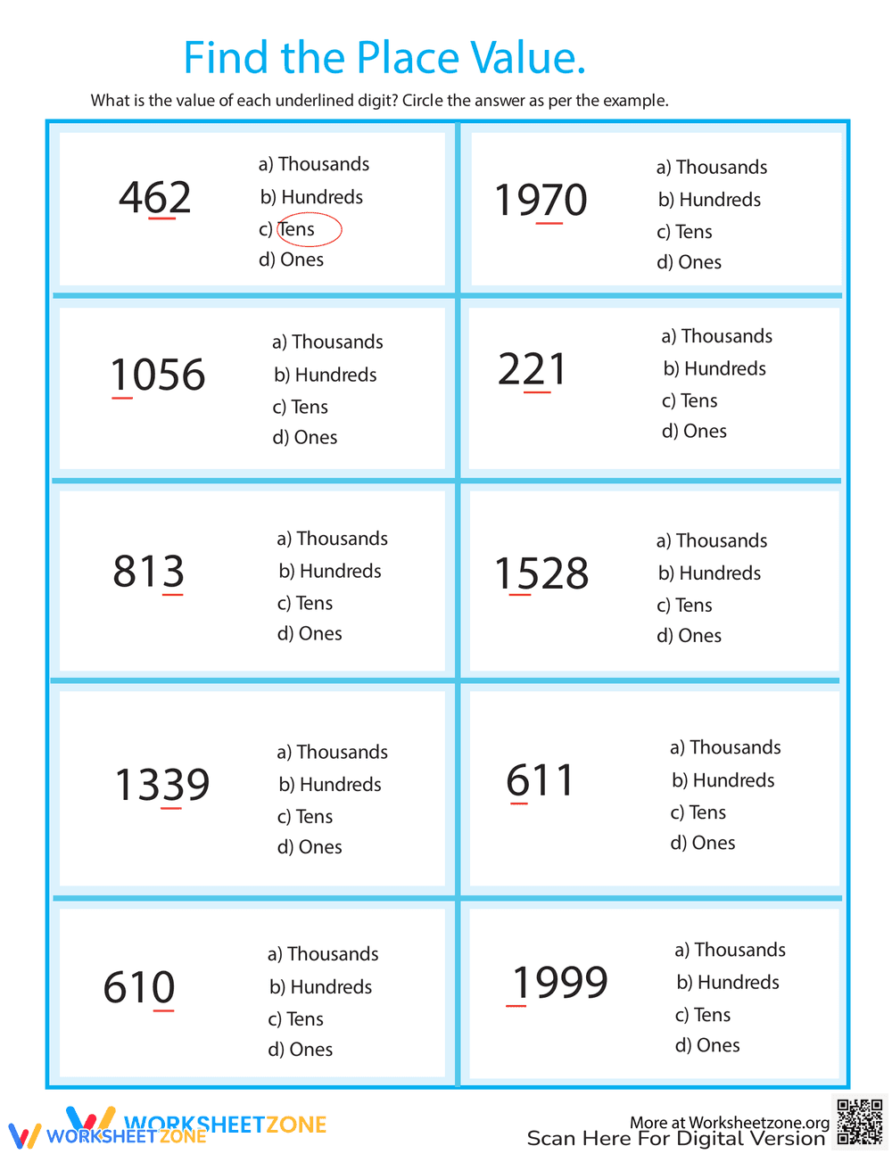Find Base 10 Place Value Bonanza - Page 1