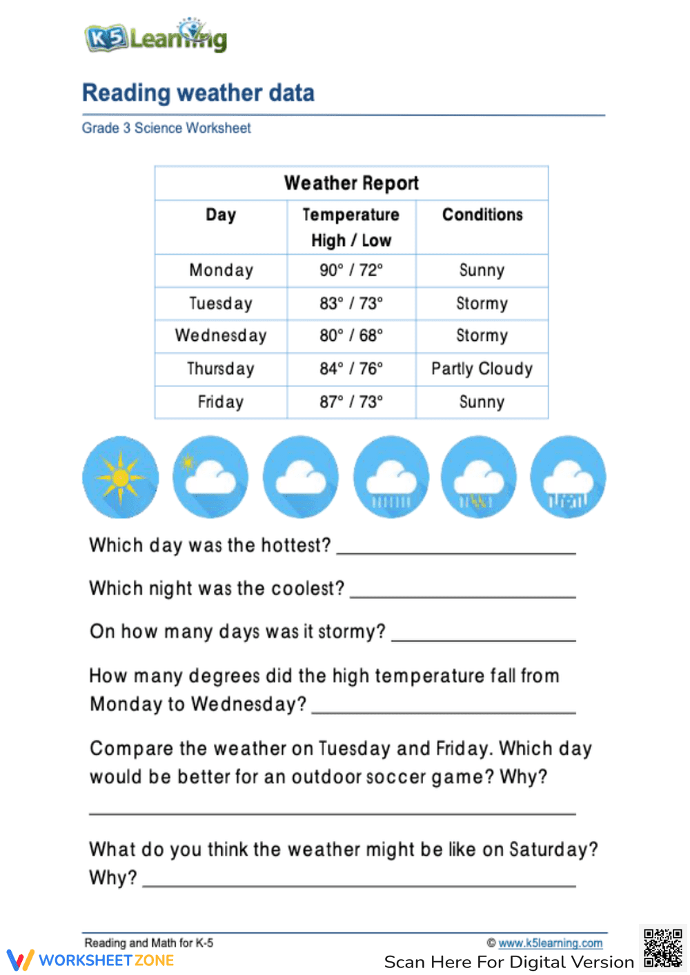Grade 3 Science: Reading Weather Data - Page 1