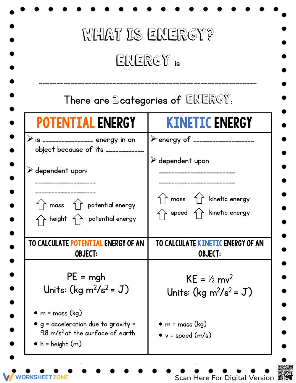 Science Energy: Kinetic vs. Potential - Page 1