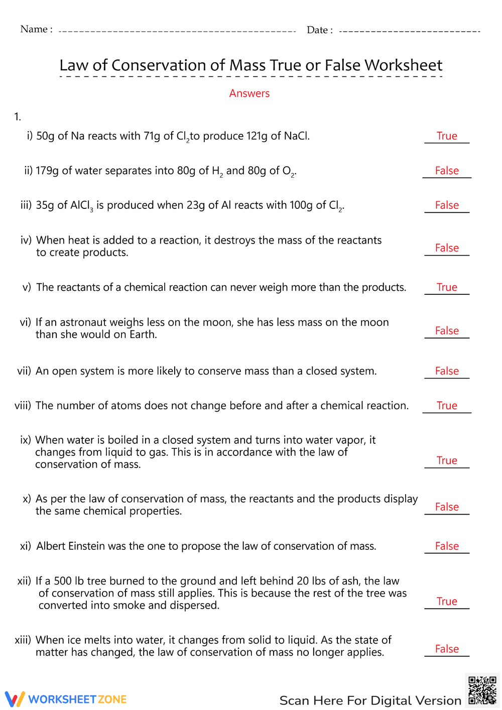 Law of Conservation of Mass: True or False - Page 2