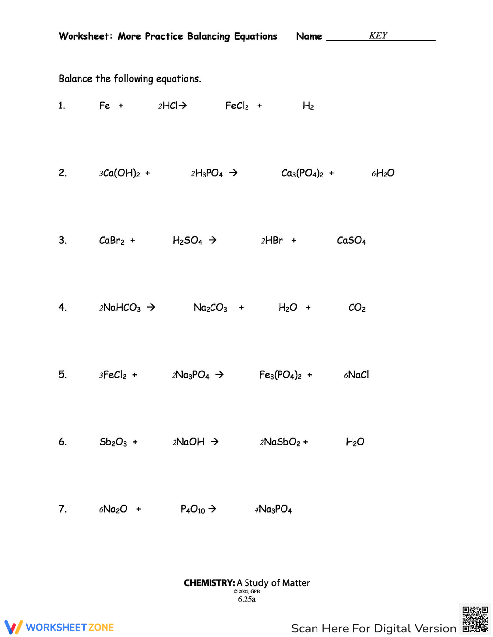 Practice Balancing Equations in Chemistry - Page 1