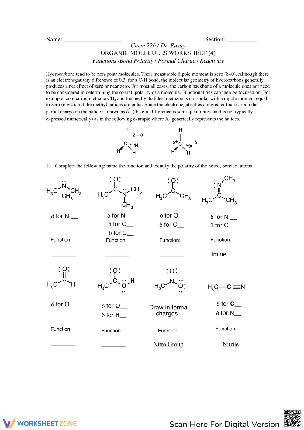 Exploring Organic Molecules Worksheet - Page 1
