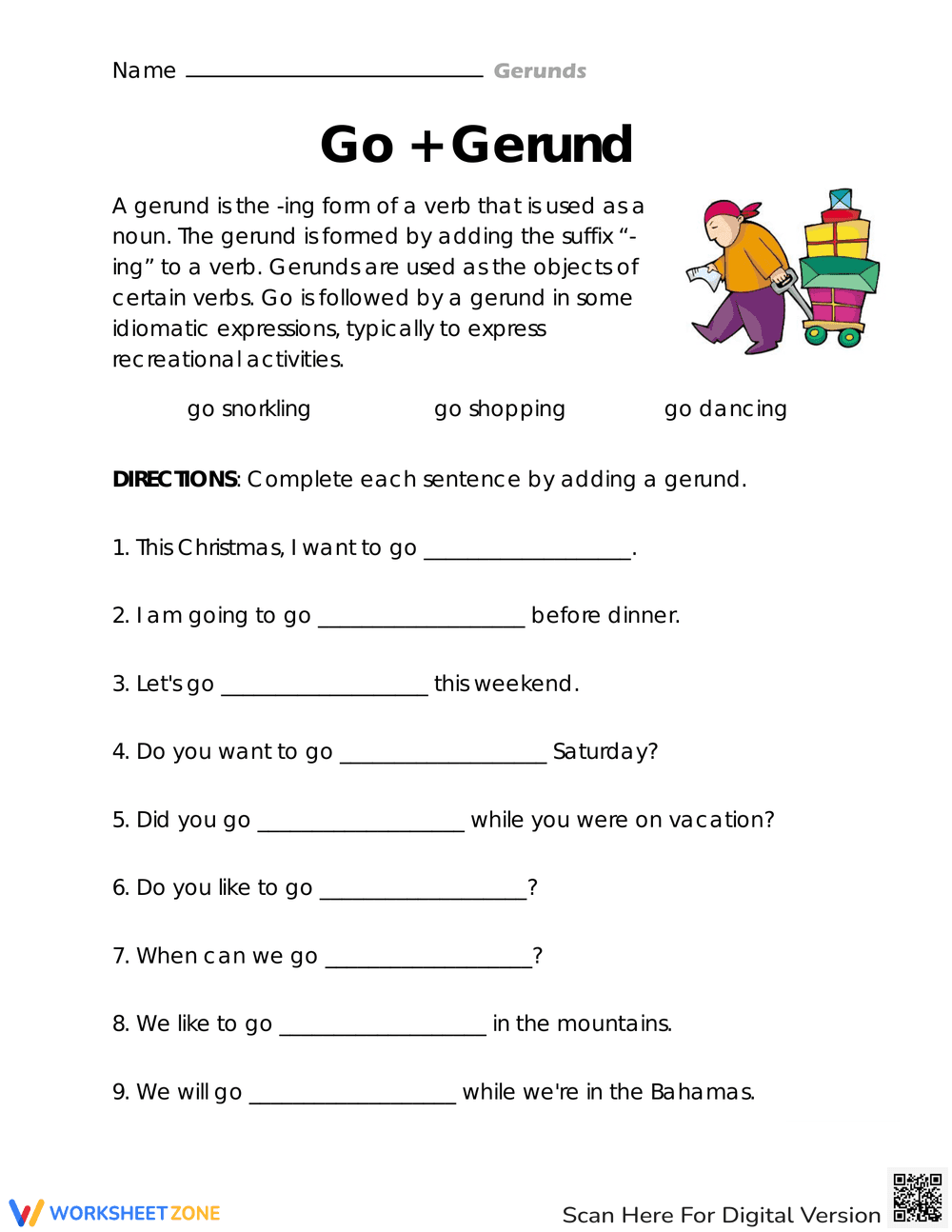 Mastering Go + Gerund Worksheet - Page 1