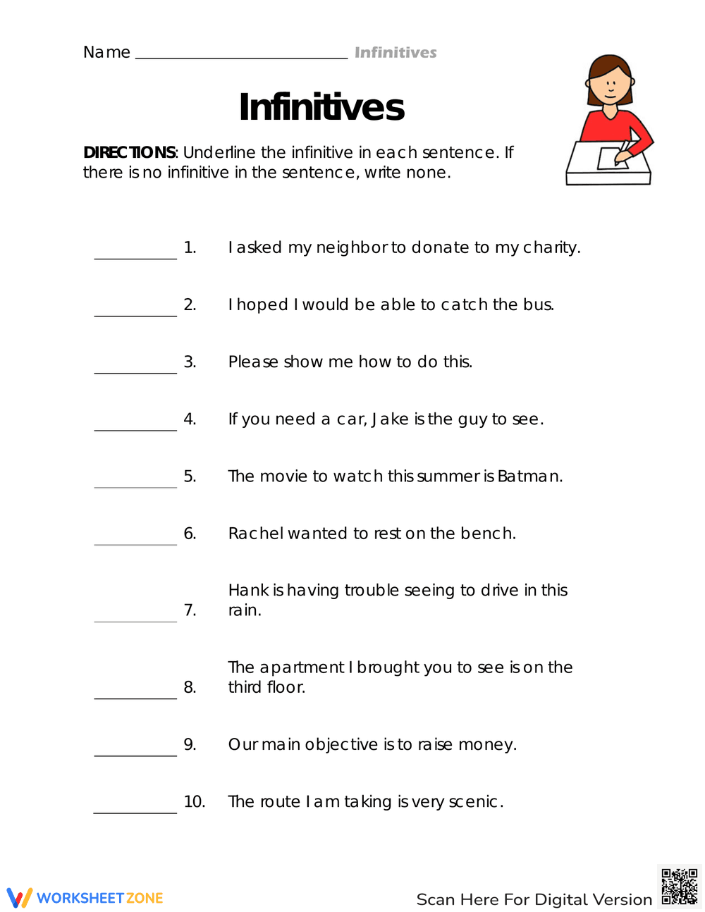 The Infinitive Hunt Worksheet - Page 1