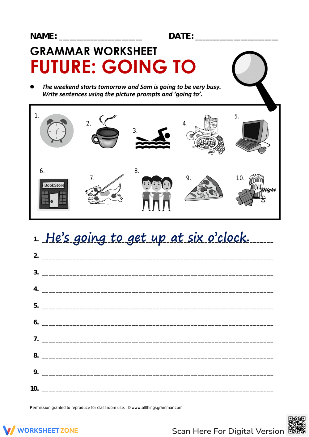 Future Tense Grammar Worksheet - Page 1