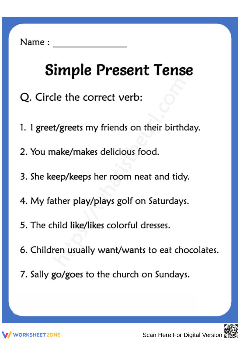 Simple Present Tense Activity - Page 1