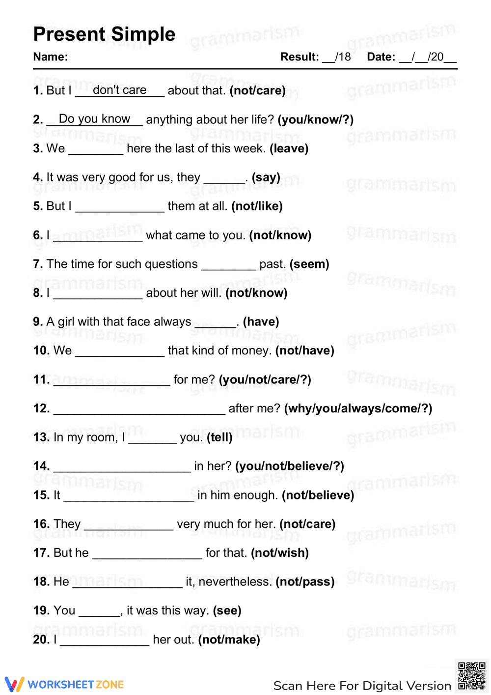 Practice Present Tenses Today - Page 1