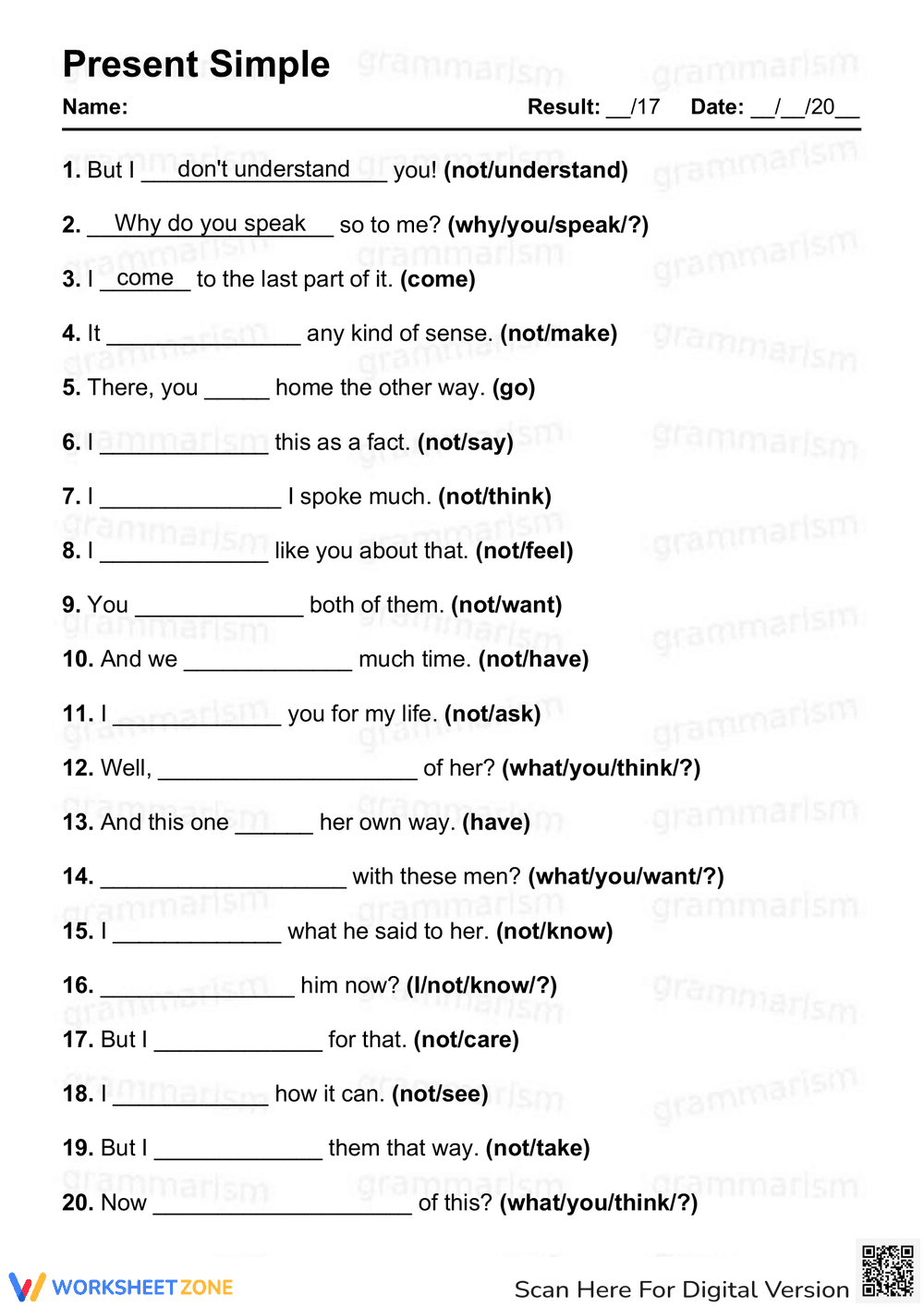 Master Present Tenses: Exercise 1 for ESL Learners - Page 1