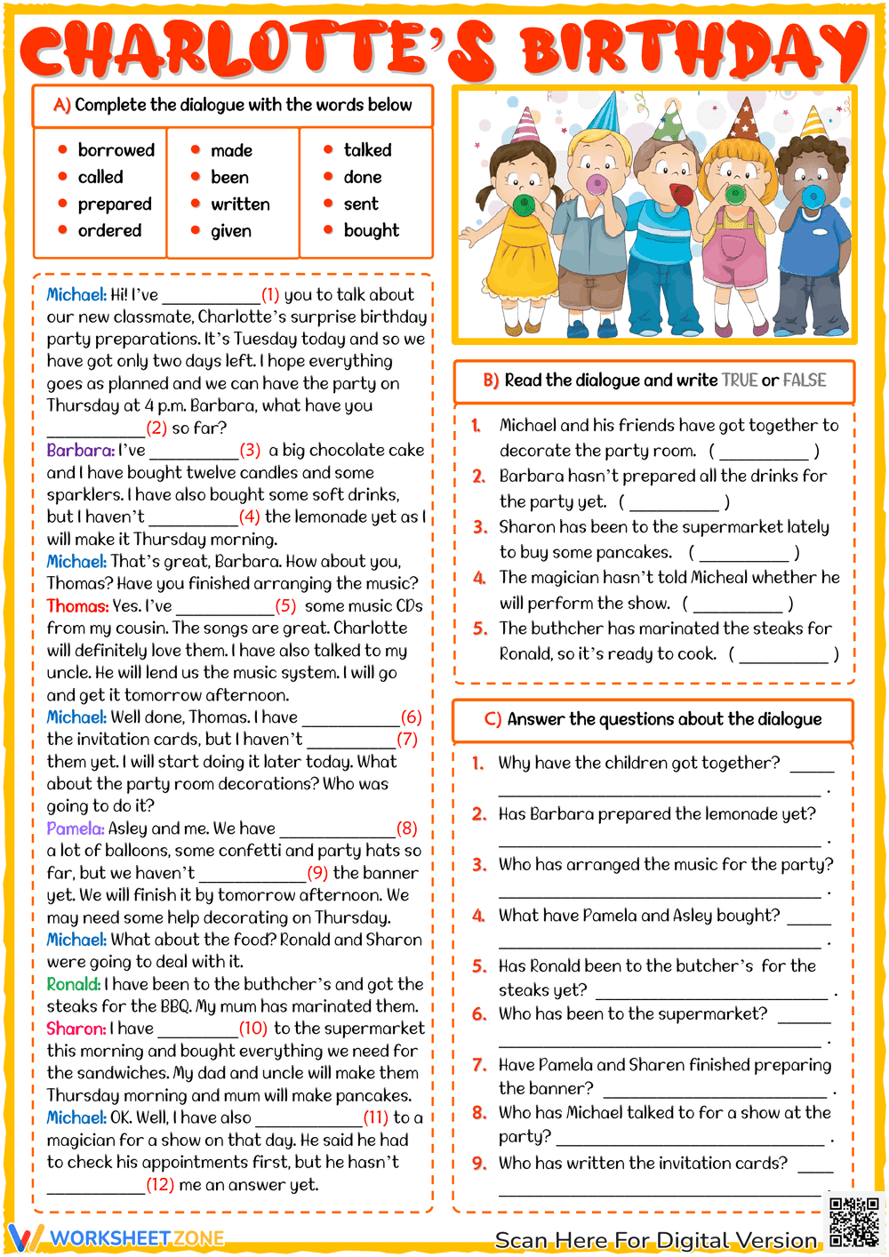 ESL Dialogue: Present Perfect Tense Comprehension Exercises - Page 1
