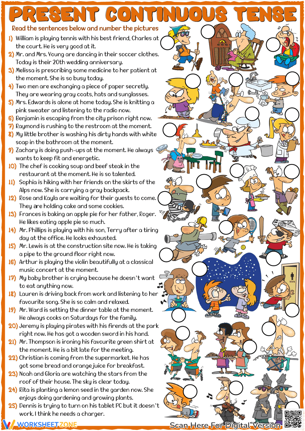 Matching Exercise: Present Continuous Tense ESL - Page 1