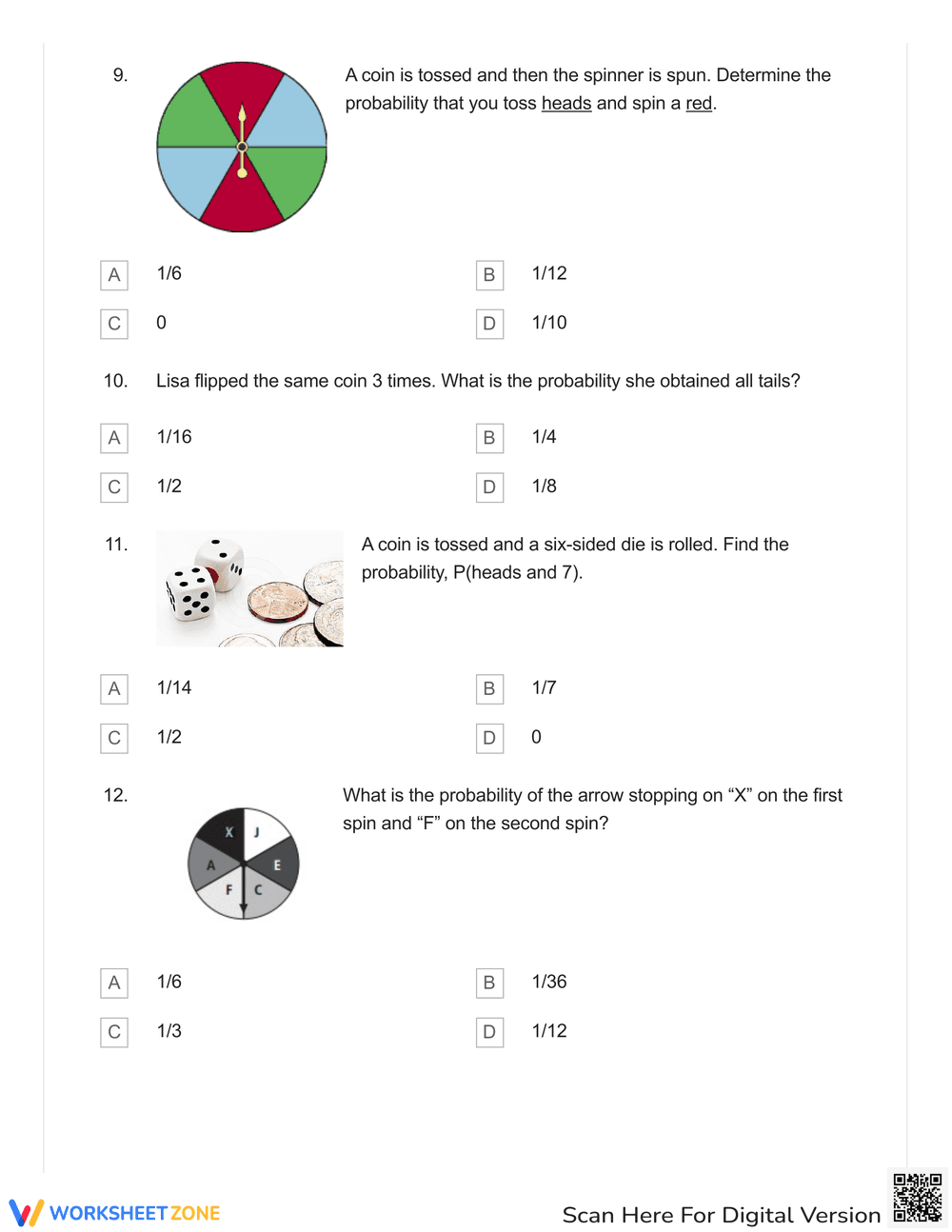 Probability of Compound Events Quiz Worksheet - Page 3