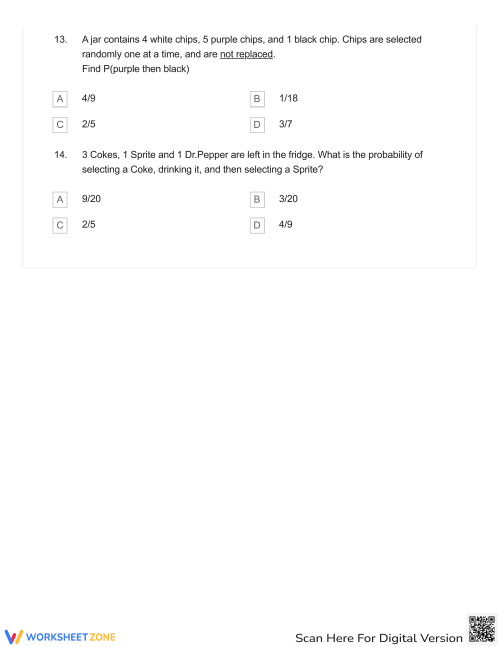 Probability of Compound Events Quiz Worksheet - Page 4