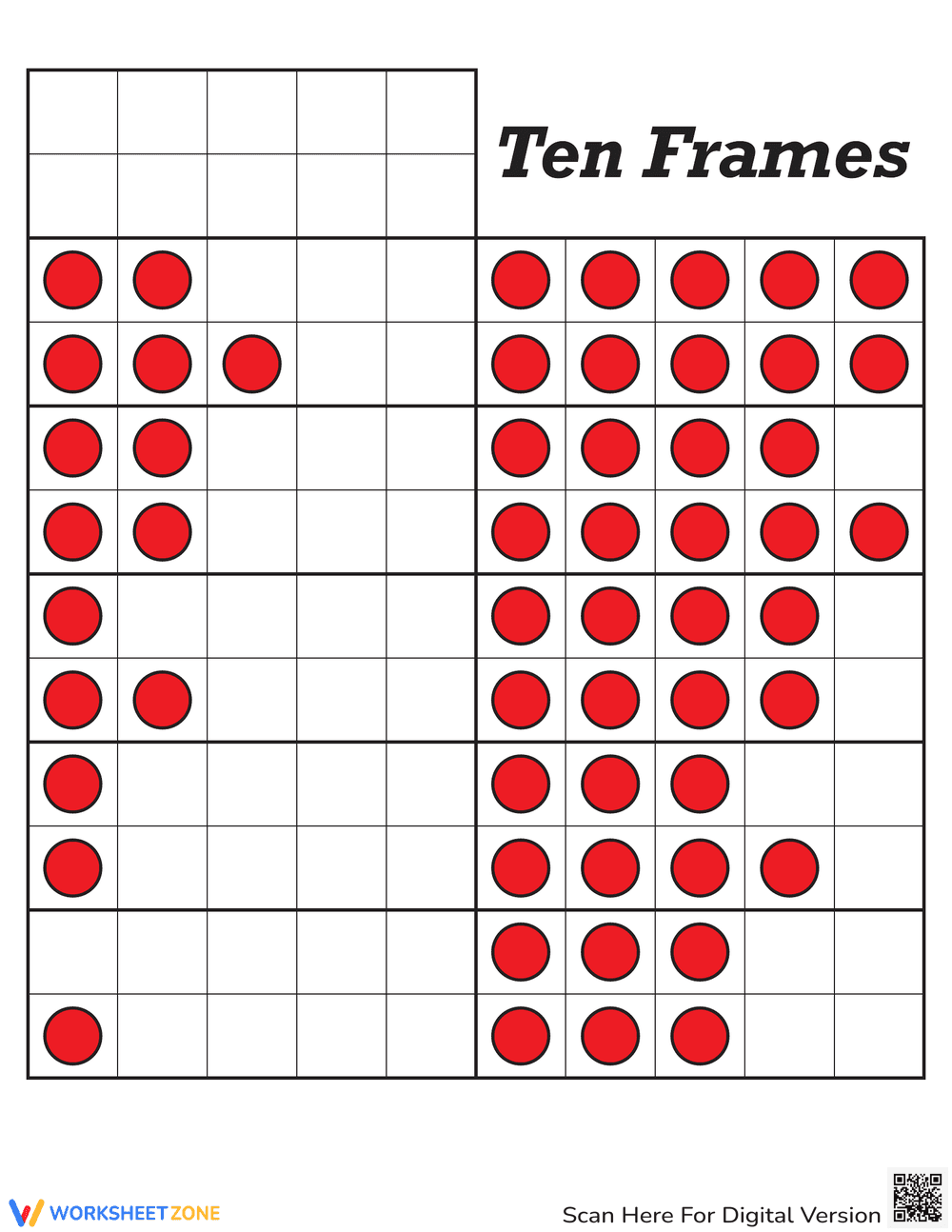 Adding and Subtracting with Ten Frames - Page 1