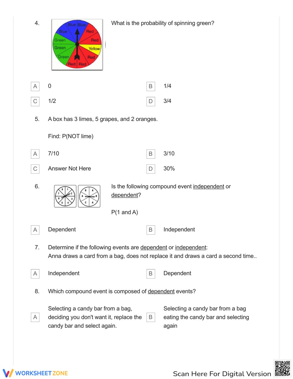 Test on Compound Events and Probability Concepts - Page 2