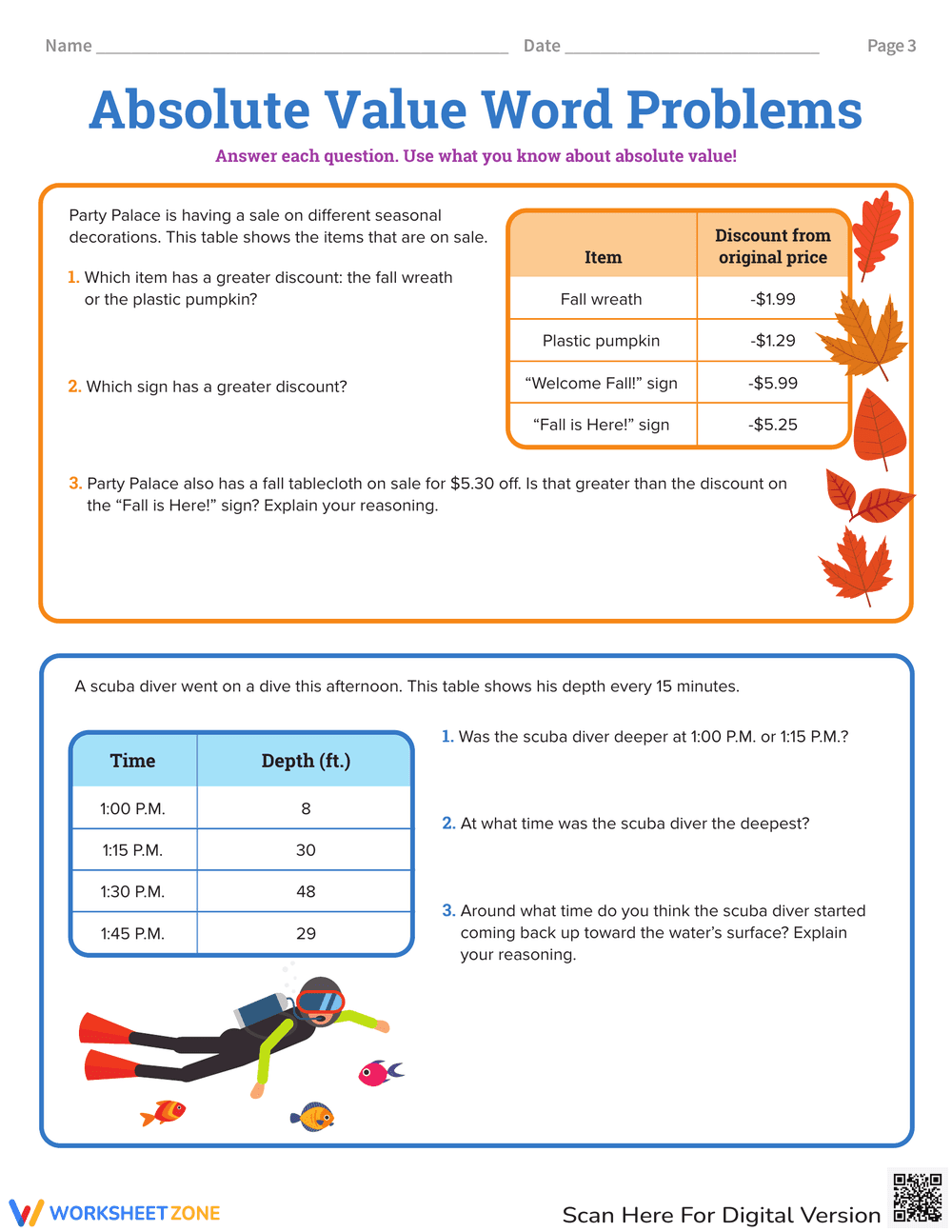 Solving Absolute Value Word Problems - Page 3