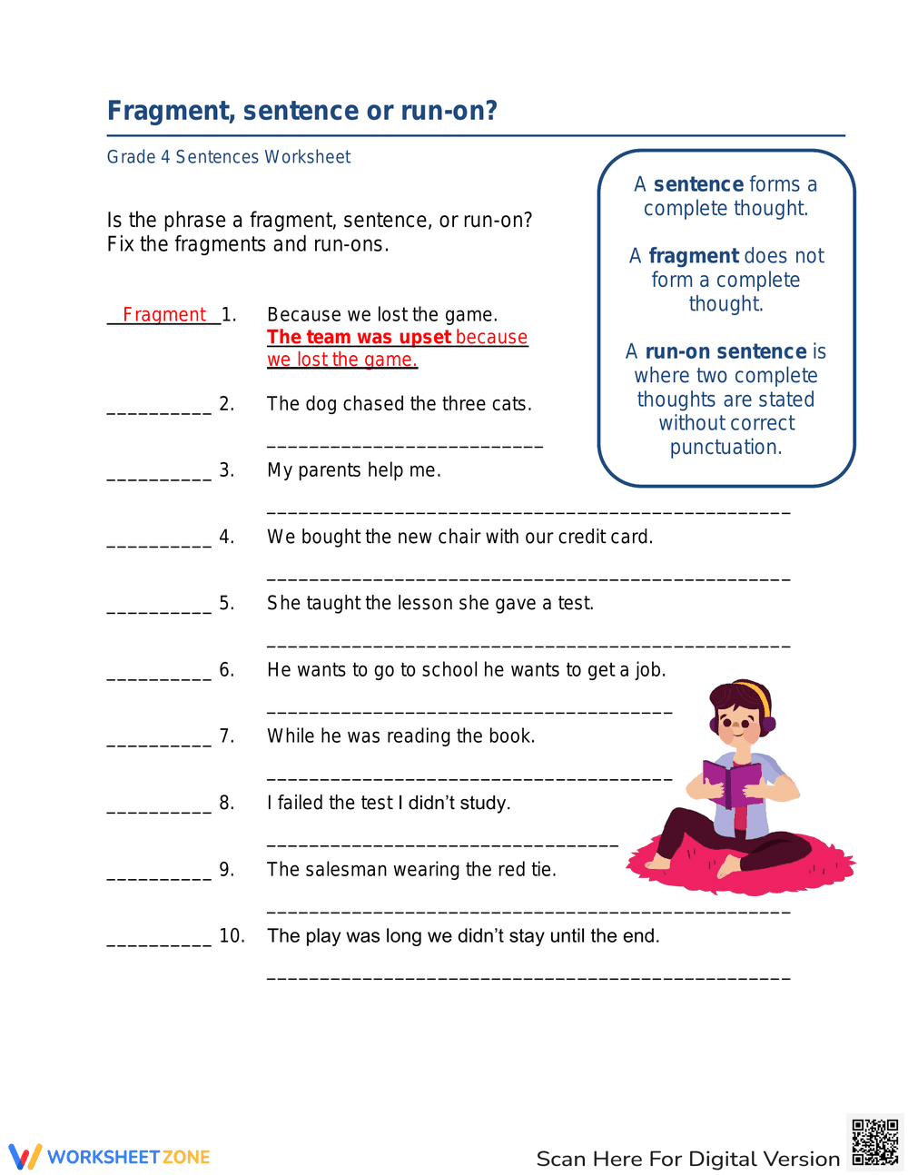 Fragment, Run-on, or Sentence - Page 1