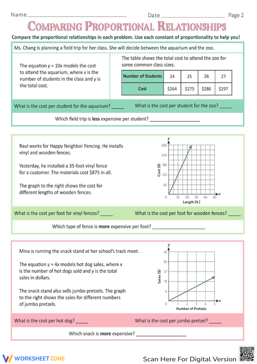 Comparing Proportional Relationships with this Worksheet - Page 2