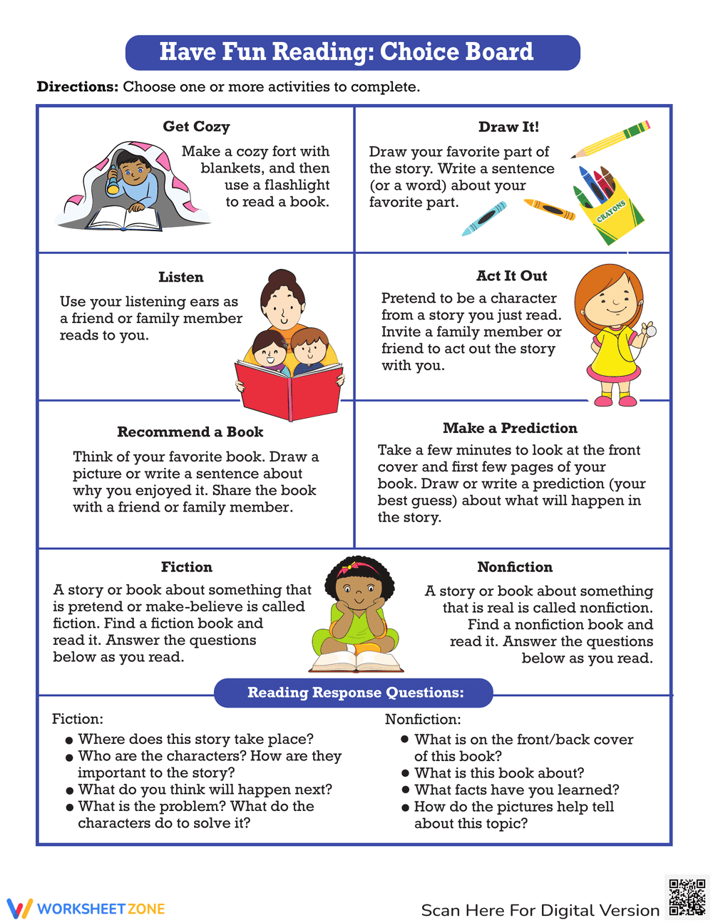 Have Fun Reading Choice Board Activity - Page 1