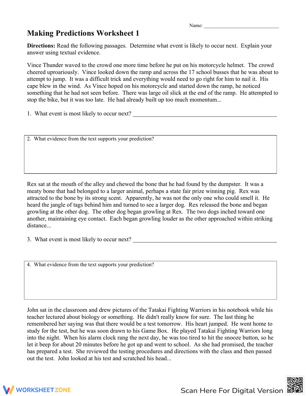 Making Predictions Worksheet for Enhanced Comprehension - Page 1