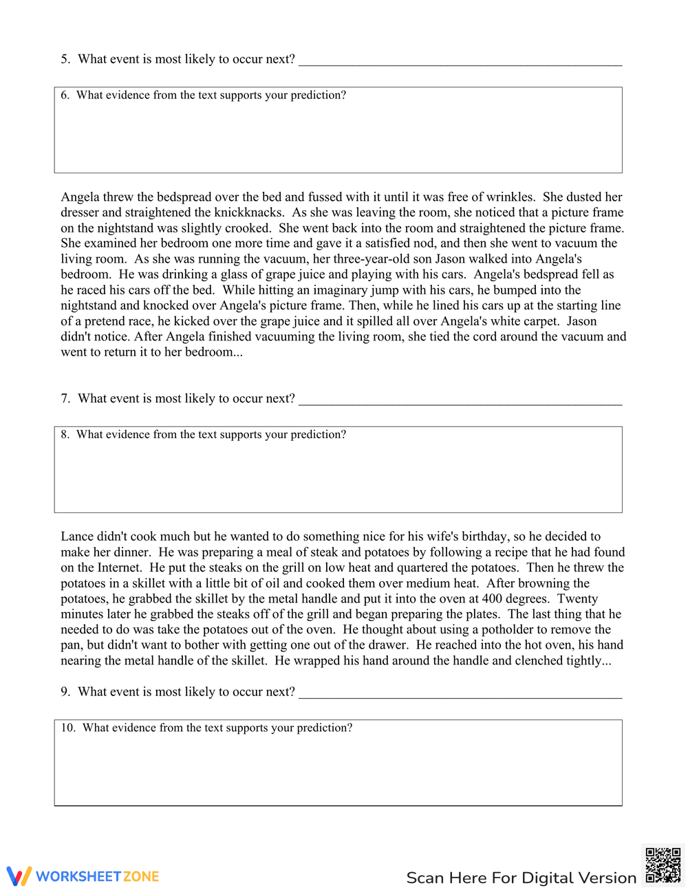 Making Predictions Worksheet for Enhanced Comprehension - Page 2