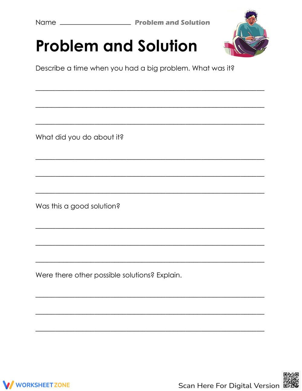 Problem and Solution Worksheet for Skill Development - Page 1