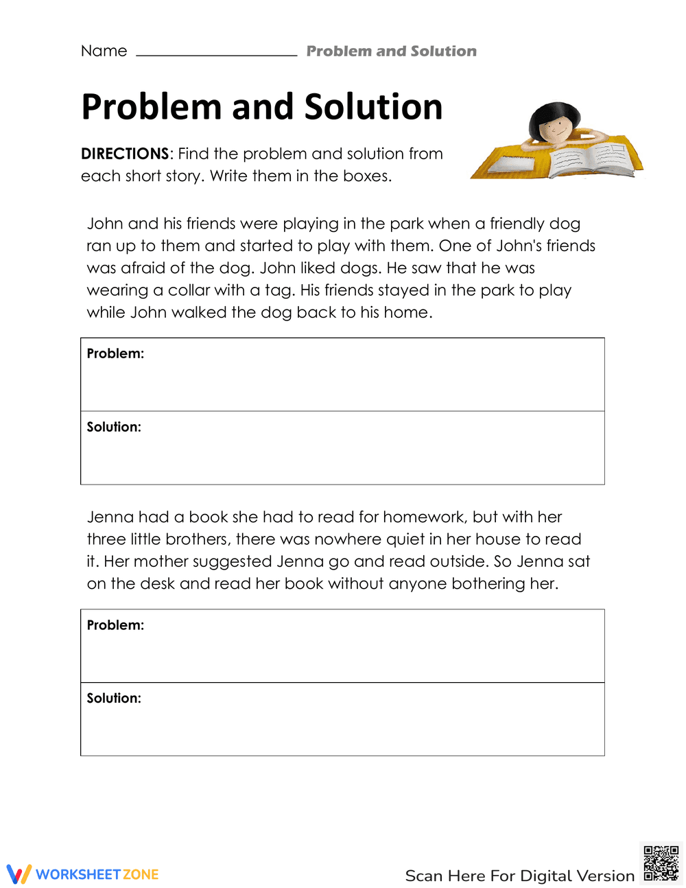 Problem and Solution Worksheet for Education - Page 1
