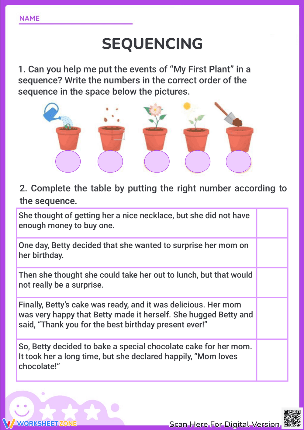 My First Plant Worksheet - Page 1