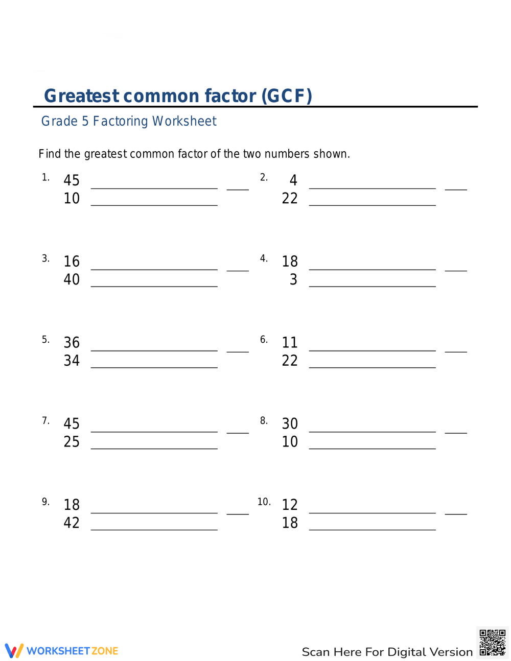 Greatest common factor 2 - Page 1