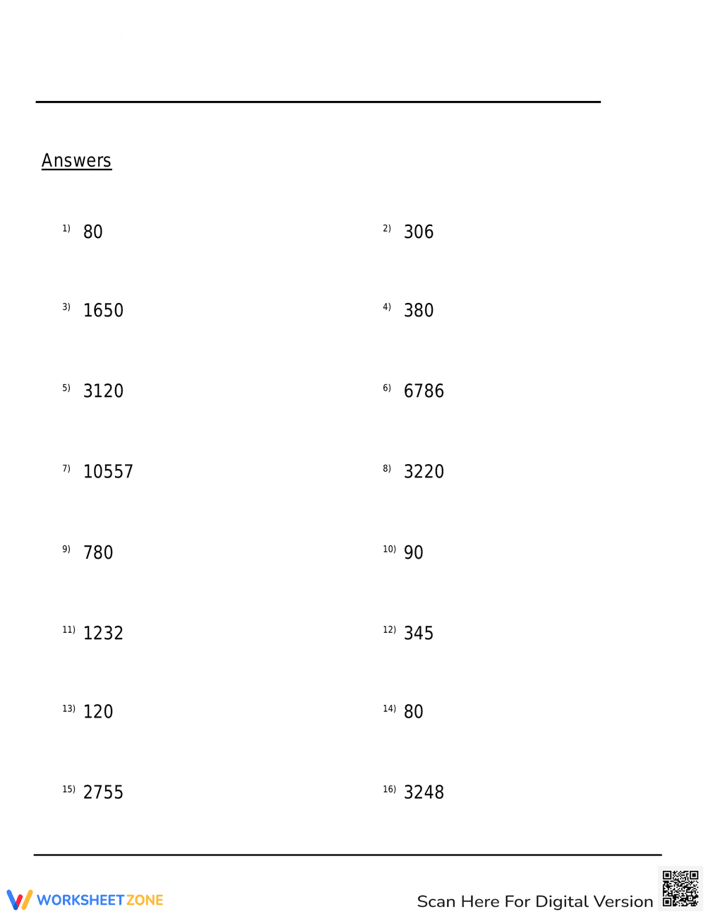 Least Common Multiple (LCM) Practice Sheet - Page 2