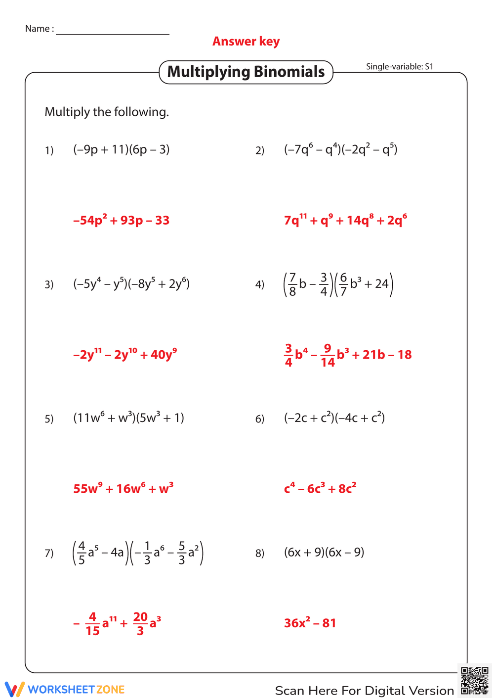Multiplying Binomials - Page 2
