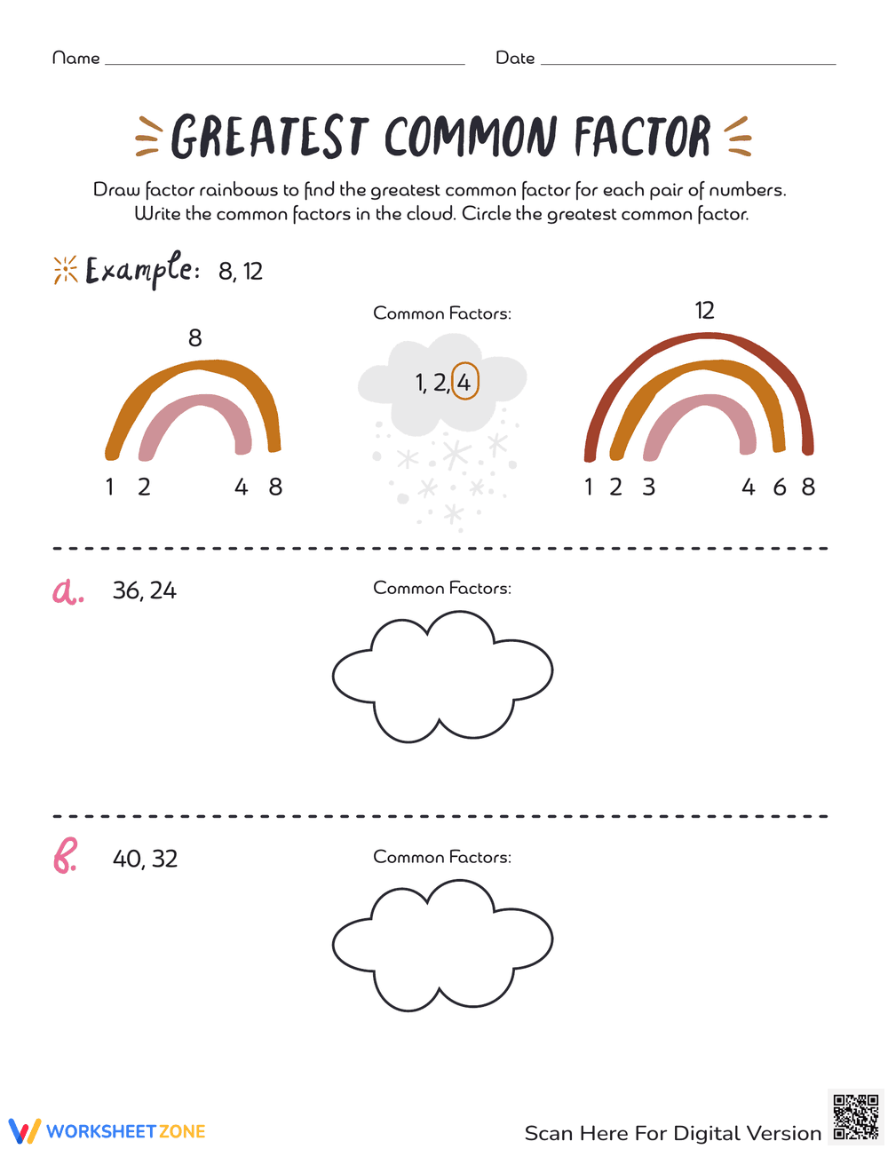 Greatest Common Factor Practice - Page 1