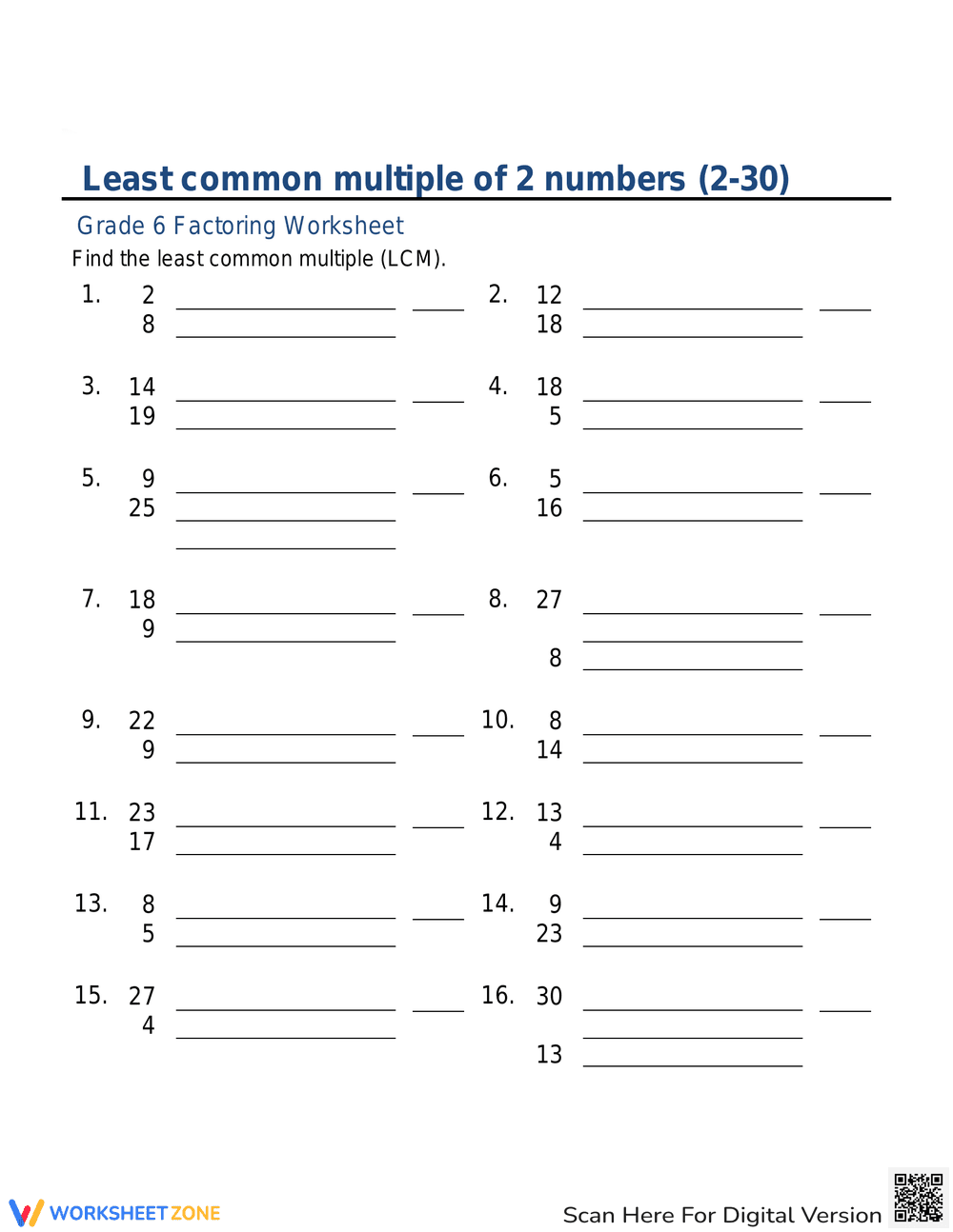 Solve Least Common Multiple of 2 Numbers - Page 1