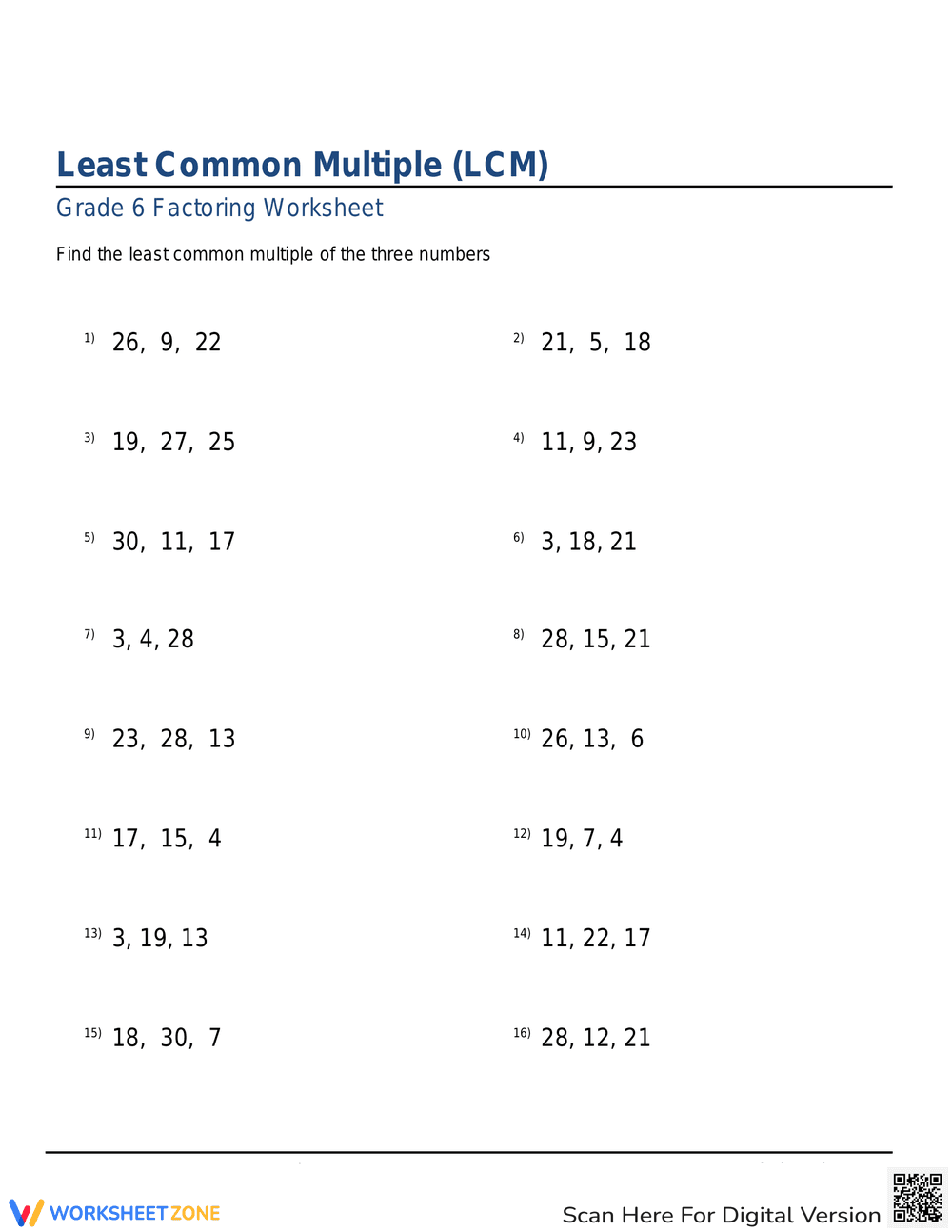 Least Common Multiple Made Easy: Practice Sheet - Page 1