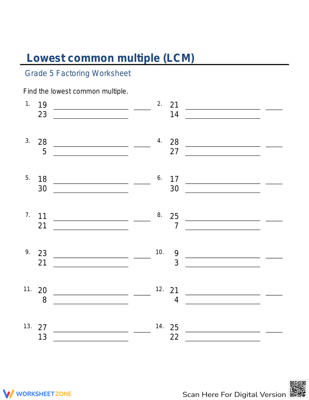 Find Lowest Common Multiple with This Practice Sheet - Page 1